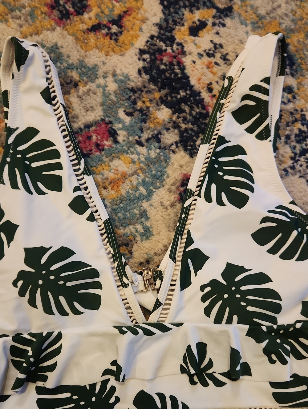 Cupshe SZ XL One Piece Green Leaf Swimsuit - Picture 4 of 7